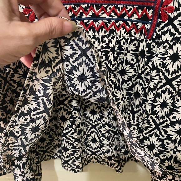 Anthropologie THMI Embroidered Boho Dress Tassel Tie Neck 2 Tiered Flouncy Skirt - Picture 8 of 15